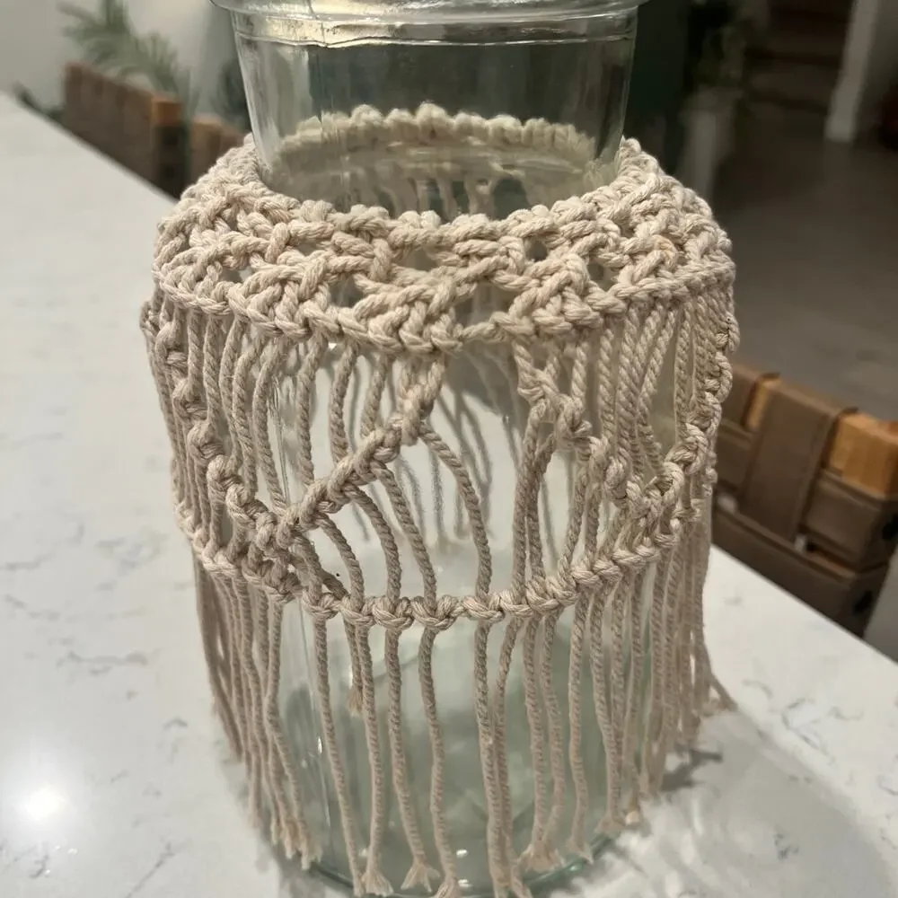 Boho Glass Vase with Macrame